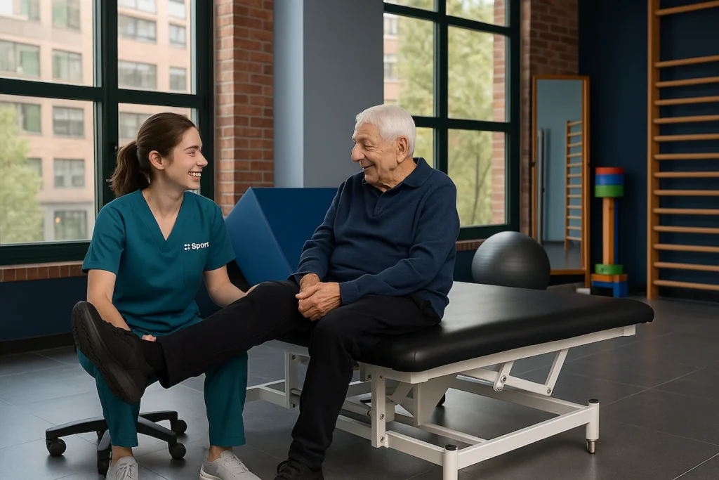 persona vieja en rehabilitación kinesiológica